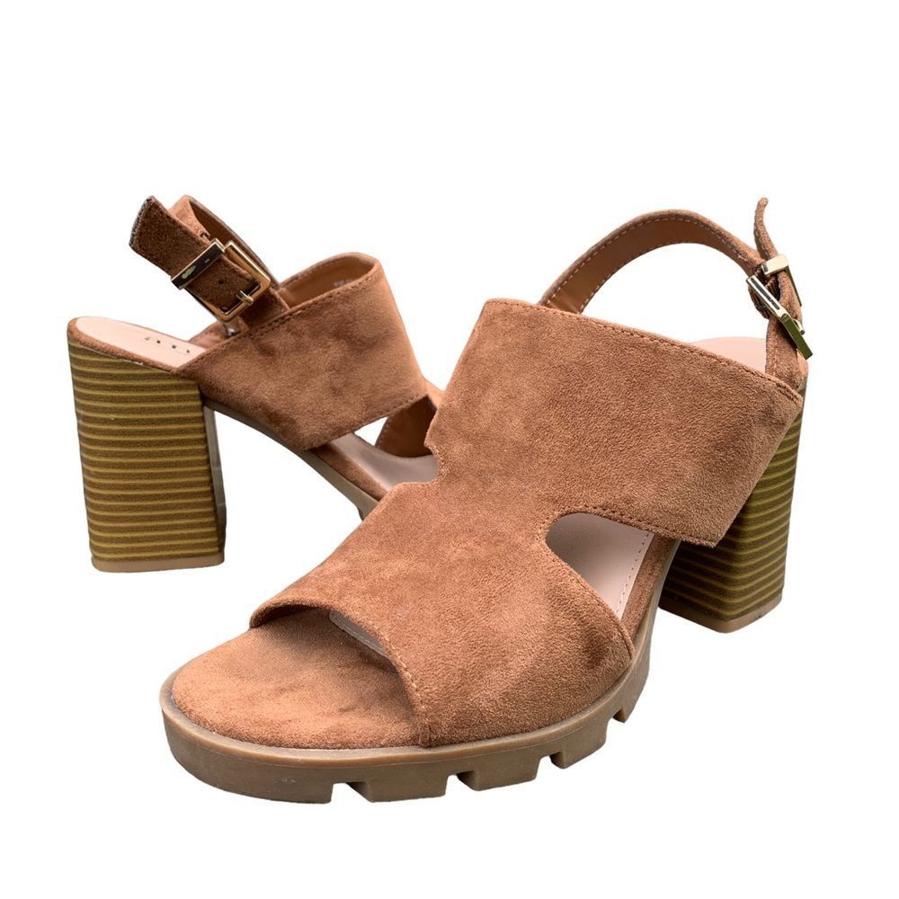 a.n.a Tan Block Heel Sandals